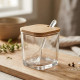 Glass Jar with Wooden Lid & Spoon